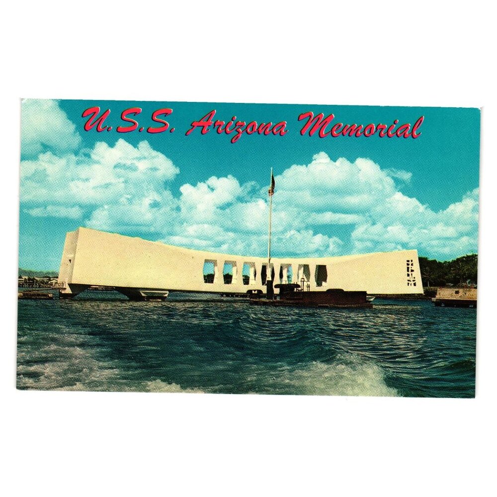 Vintage 1951 USS Arizona Memorial Postcard By Nani Li Natural Color Card Co